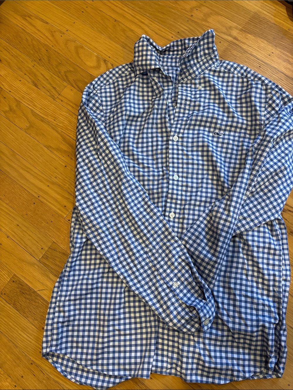Vineyard Vines Blue and White Gingham Button-Down Shirt